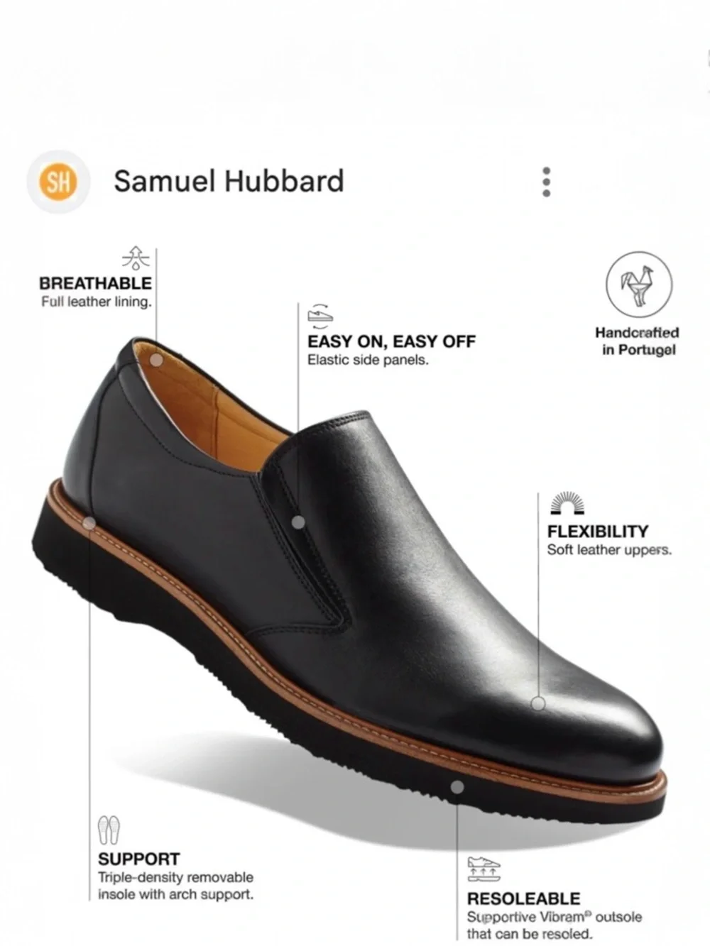 SAMUEL HUBBARD Frequent Traveler Dark Brown Leather Loafers Size 9.5